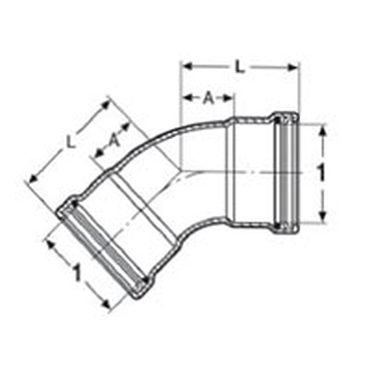 Viega 25250 (4826) MegaPress 1 1/2 in 45 Degree Press Elbow Carbon Steel Zinc Nickel Coated (1 Each) - 2
