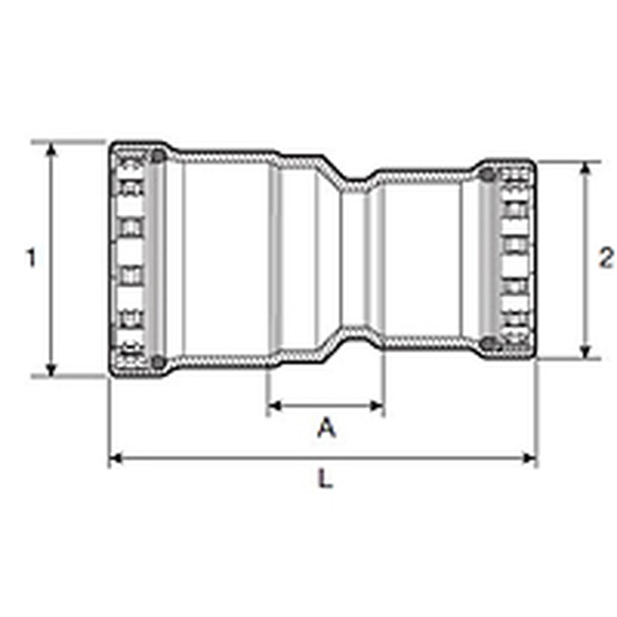 Viega 25955 (4815.2) MegaPress Reducer P x P 1-1/2 in. x 1-1/4 in. Carbon Steel Press Fitting - 2