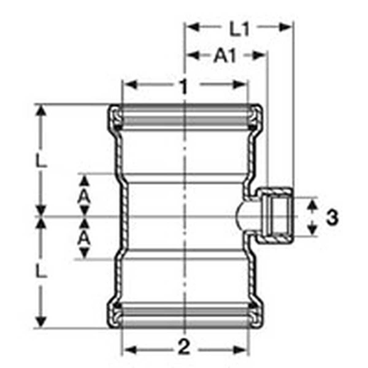 Viega 26635 (4817.2XL) MegaPress FKM Tee 4 in x 4 in x 3/4 in Press x Press x Female Pipe Thread (1 Each) - 2