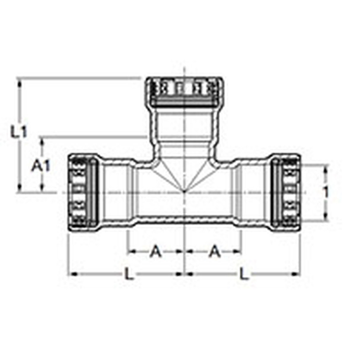 Viega 28700 (6618XL) MegaPress G Press Tee 3 in x 3 in x 2-1/2 in Carbon Steel Zinc-Nickel Coated (1 Each) - 2