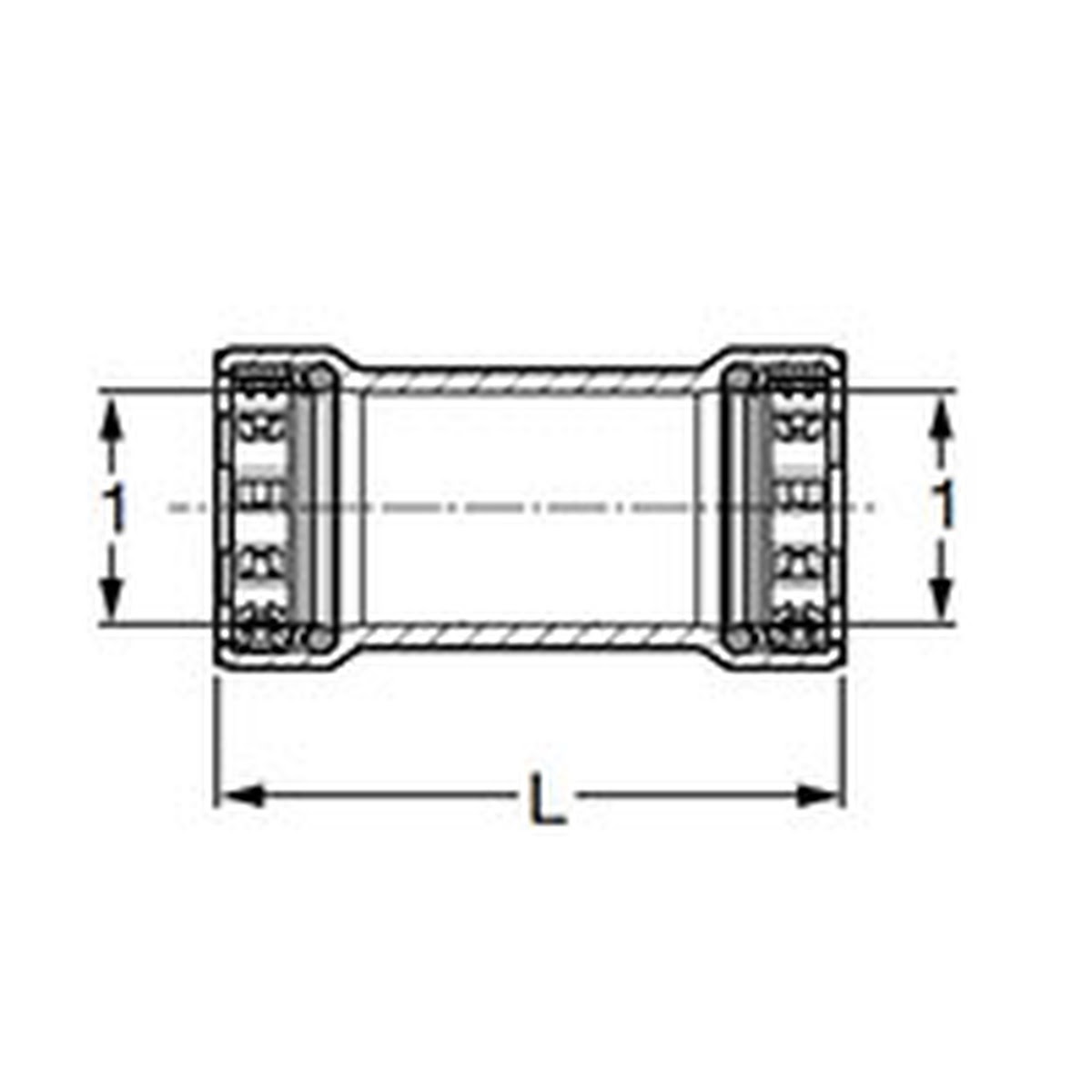 Viega 28795 (6615.5XL) MegaPressG XL 4 in. x 4 in. Coupling No Stop Press x Press (1 Each) - 2