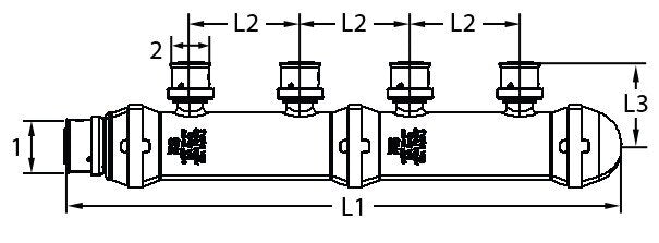 Viega 49206 (V5636.1) PureFlow Press Zero Lead Polymer Manifold 1 in x 1/2 in 6 Outlet Closed - 2