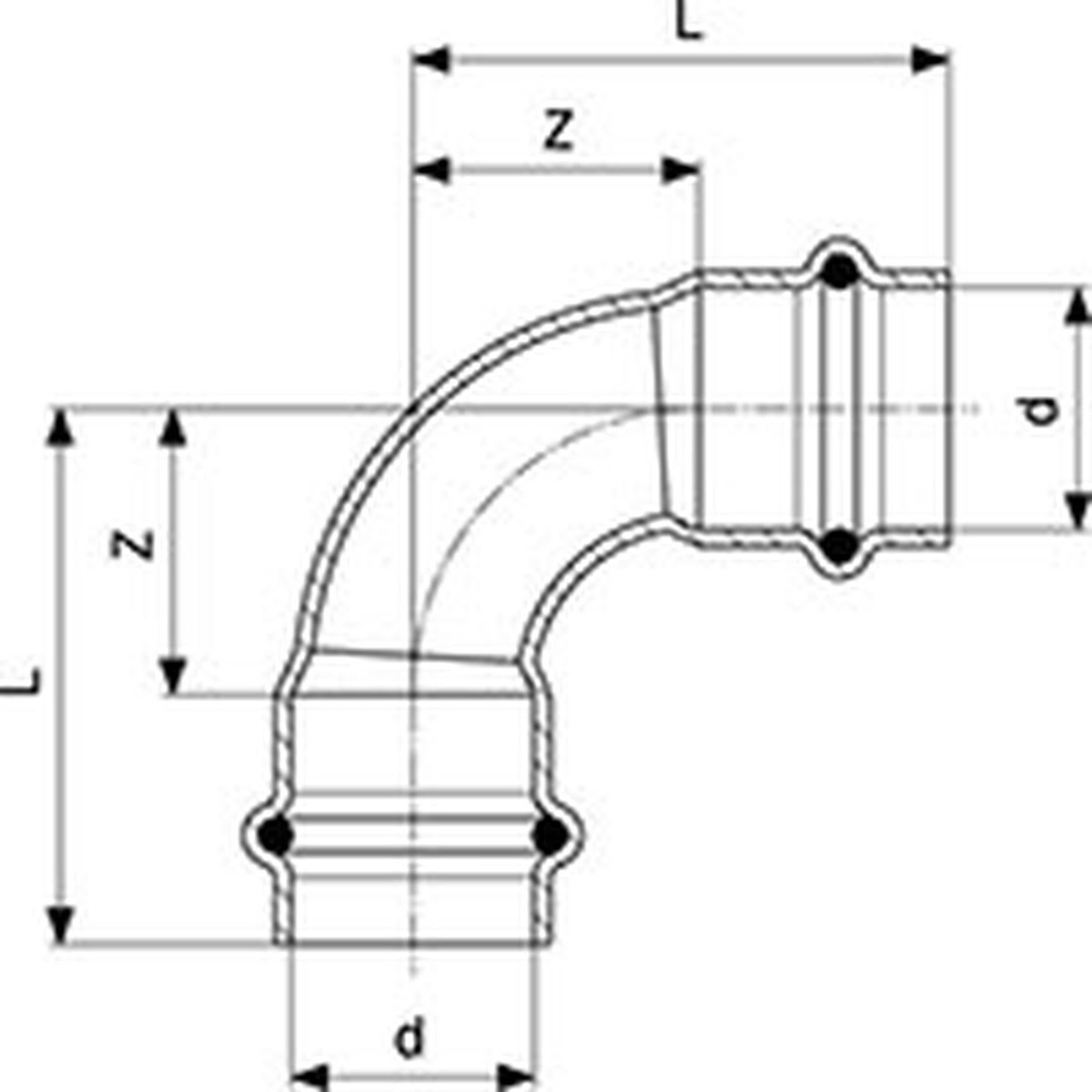 Viega 77027 (2916) ProPress 1 in Copper 90 Degree Press x Press Elbow Model 2916 Short - 2