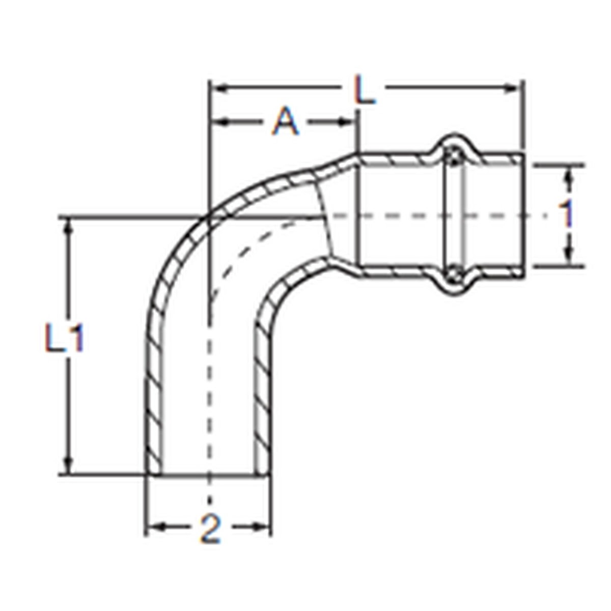 Viega 77067 (2916.1) ProPress 90 Degree Copper Press x FTG Street Elbow 1-1/2 in (1 Each) - 2