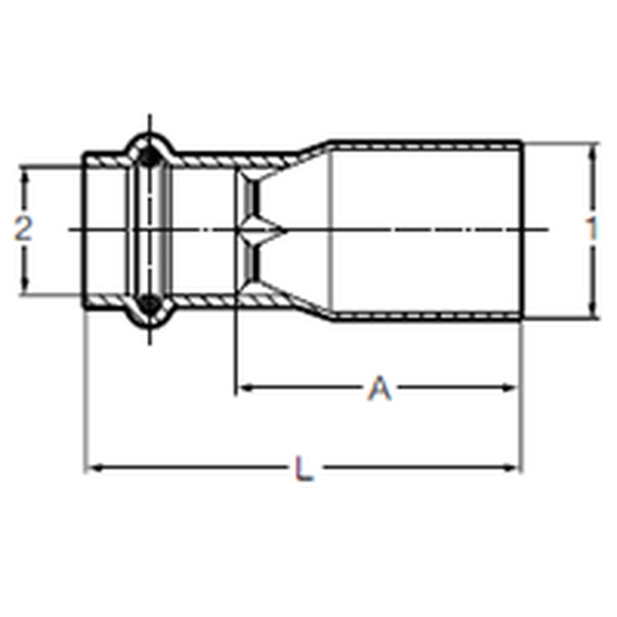 Viega 78097 (2915.1) ProPress Copper Reducer Press x FTG 1 in x 1-1/4 in - 3