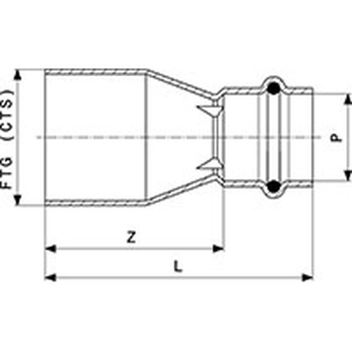 Viega 78107 (2915.1) ProPress Copper Press x FTG Reducer 1-1/4 in x 1-1/2 in (1 Each) - 2