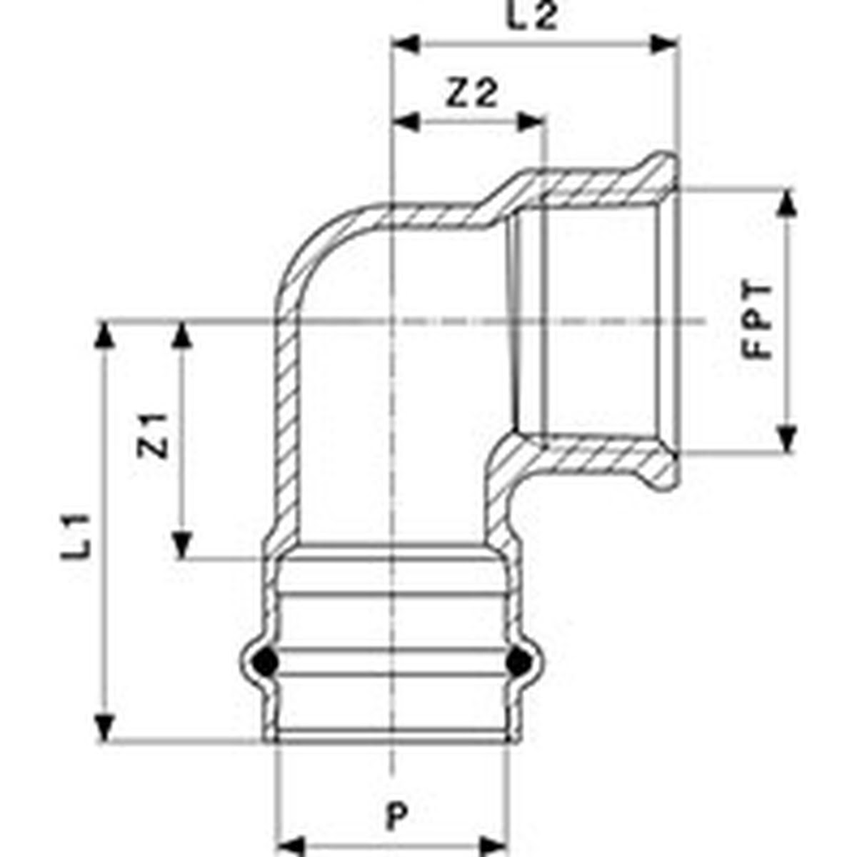 Viega 79535 (2914.2ZL) ProPress 90 Degree Zero Lead Bronze Elbow 3/4 in. Press x 1/2 in. FPT (1 Each) - 2