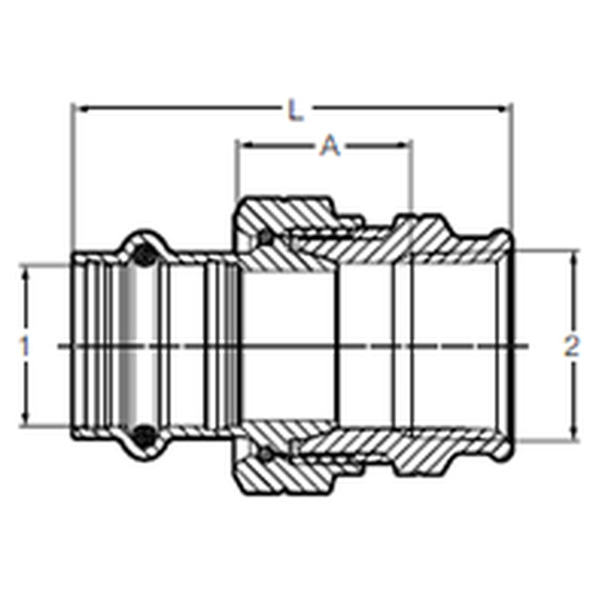 Viega 79720 (2962ZL) 1-1/2 in. ProPress Union Press x 1-1/2 in. FPT Bronze Zero Lead (1 Pack) - 2