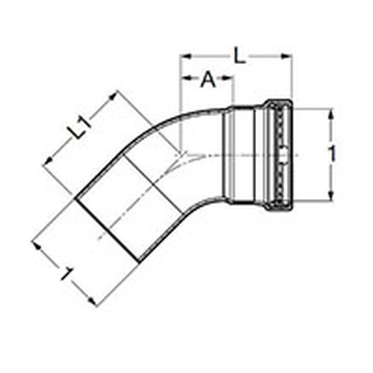 Viega 80570 (4026.1XL) ProPress 316 3 in 45 Degree Street Elbow Press x FTG 316 Stainless Steel (1 Each) - 2