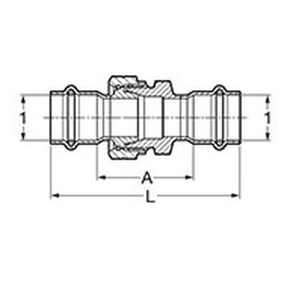 Viega 81030 (4060) ProPress 316 2 in. 316 Stainless Steel Press x Press Union with EPDM Seal (1 Each) - 2