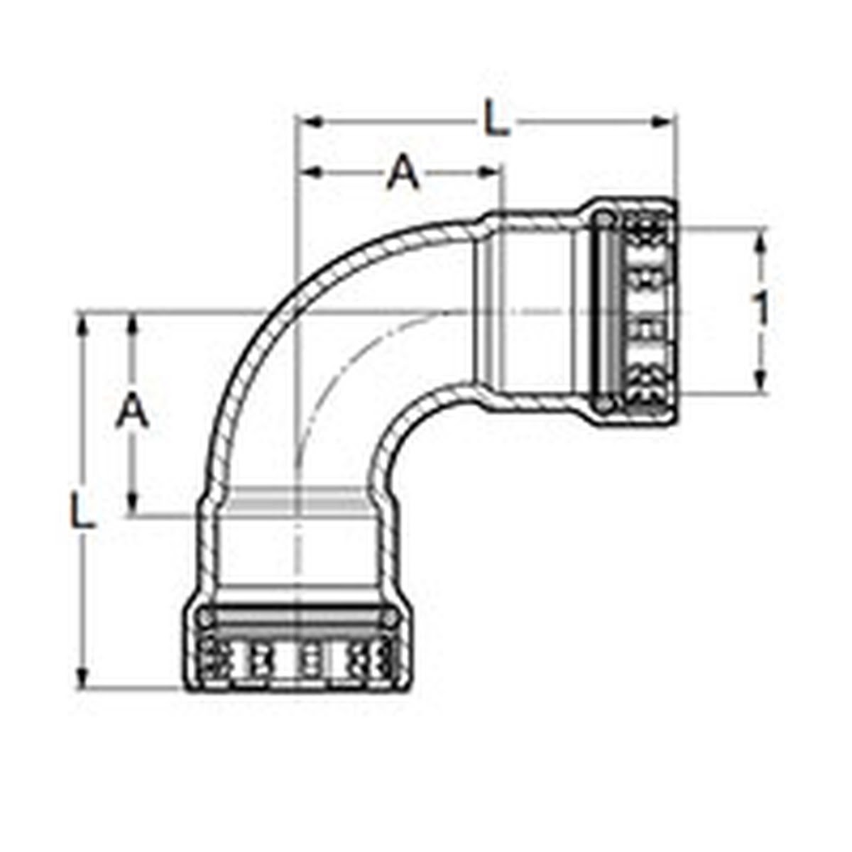 Viega 84320 (5916) MegaPress FKM 1-1/4 in. 90 Degree Press Elbow P x P (1 Each) - 2