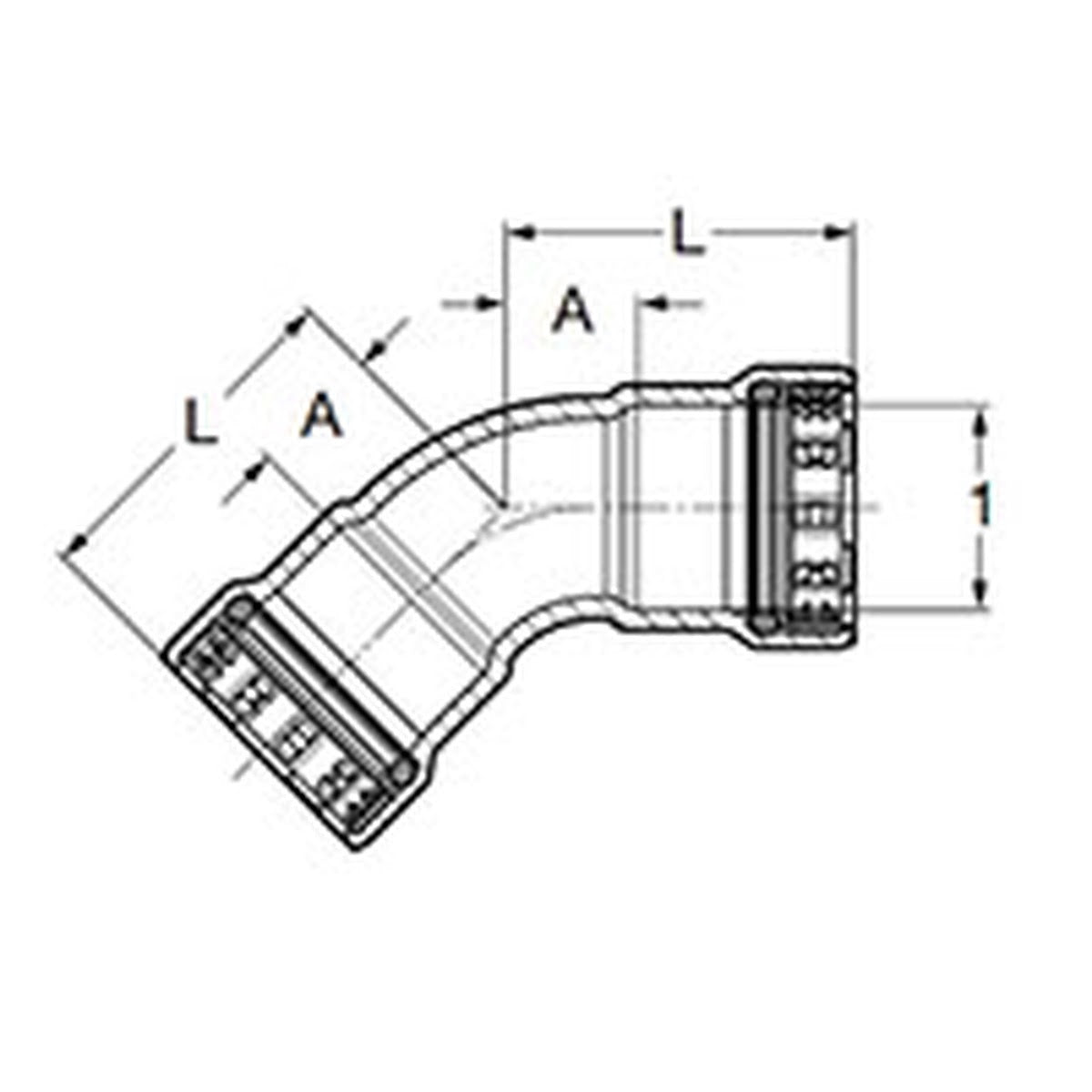 Viega 84340 (5926) MegaPress FKM 3/4 in. 45 Degree Elbow Press Fitting P x P (1 Each) - 2