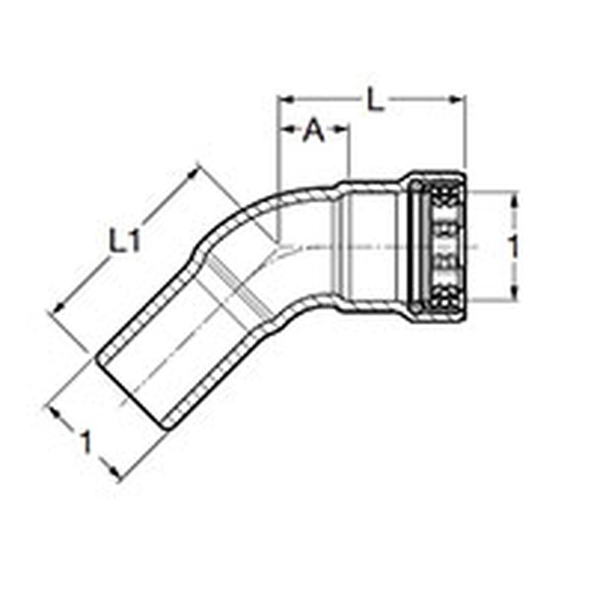 Viega 84925 (5926.1) MegaPress FKM 1-1/2 in 45 Degree Press x FTG Street Elbow (1 Each) - 2