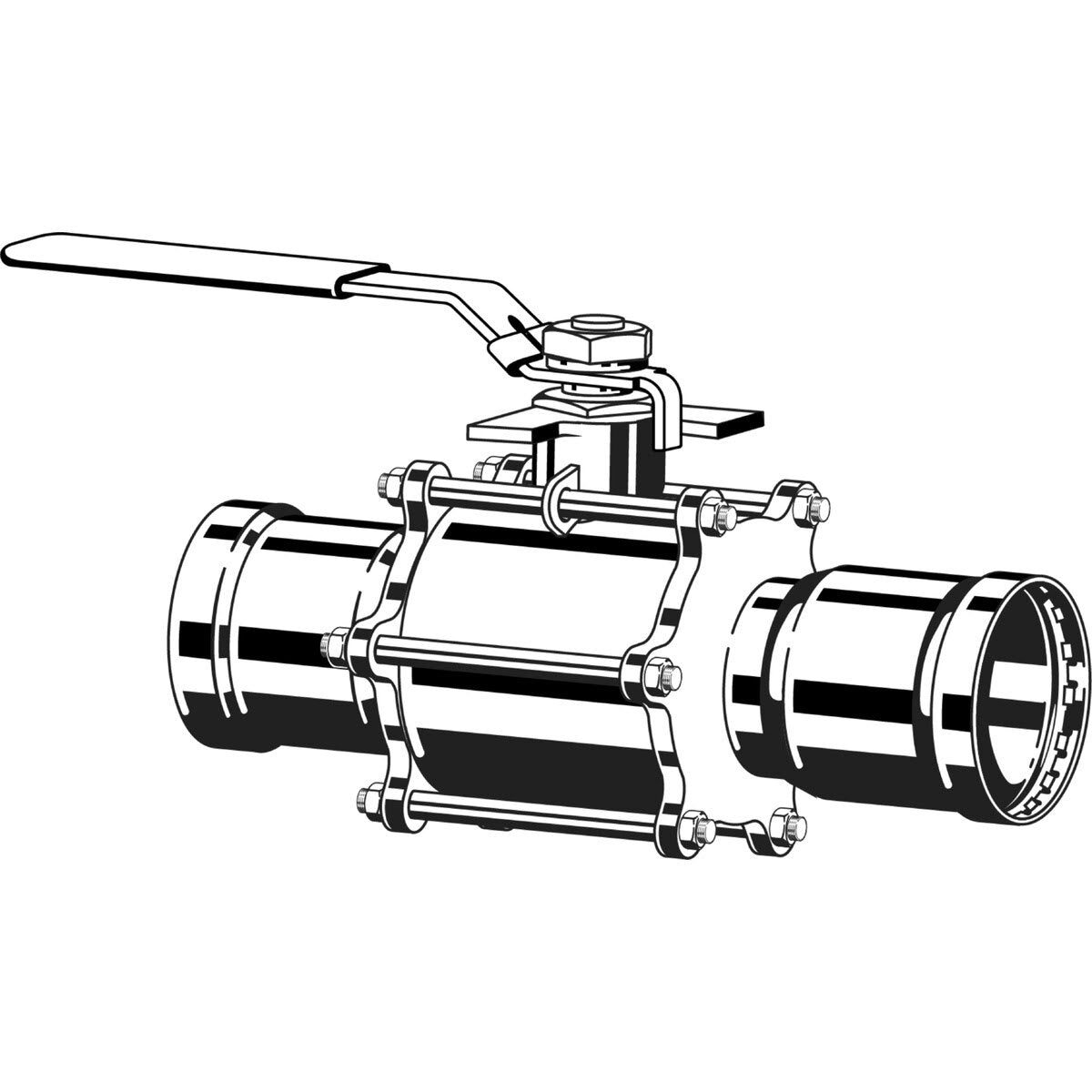 Viega 86675 (5175.8XL) MegaPress 316 3-Piece Press Ball Valve (1 Each) - 2
