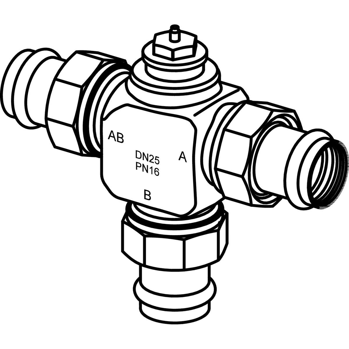 Viega 87445 (2976.3) ProPress Three-Way Diverting and Mixing Valve - 2