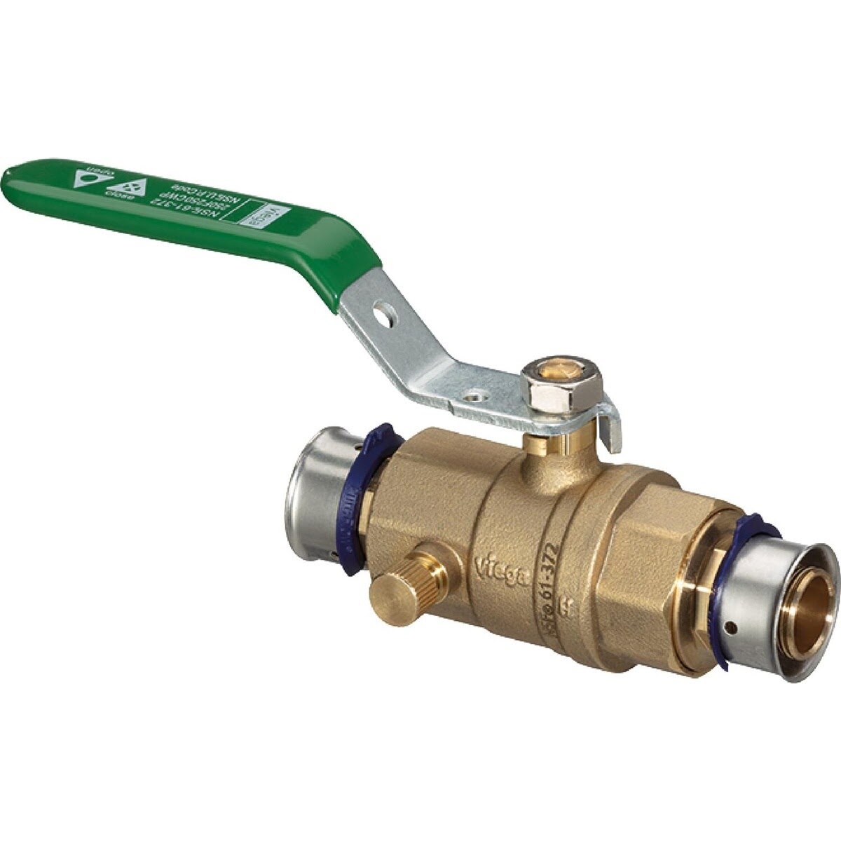 Viega 87910 (2875ZL) 1/2 in. x 1/2 in. PureFlow Press Brass Ball Valve with Drain (1 Pack)