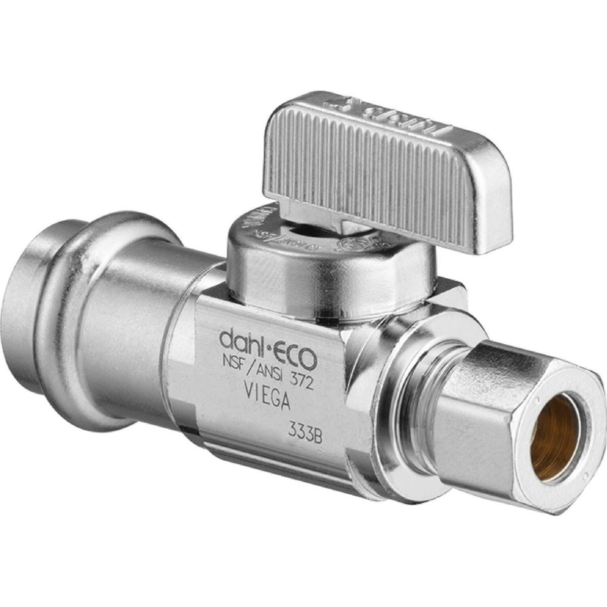Viega 90000 (2942.4ZL) ProPress Straight Stop Valve 1/2 in Press x 3/8 in CTS Compression Nickel-Plated Brass (1 Each)