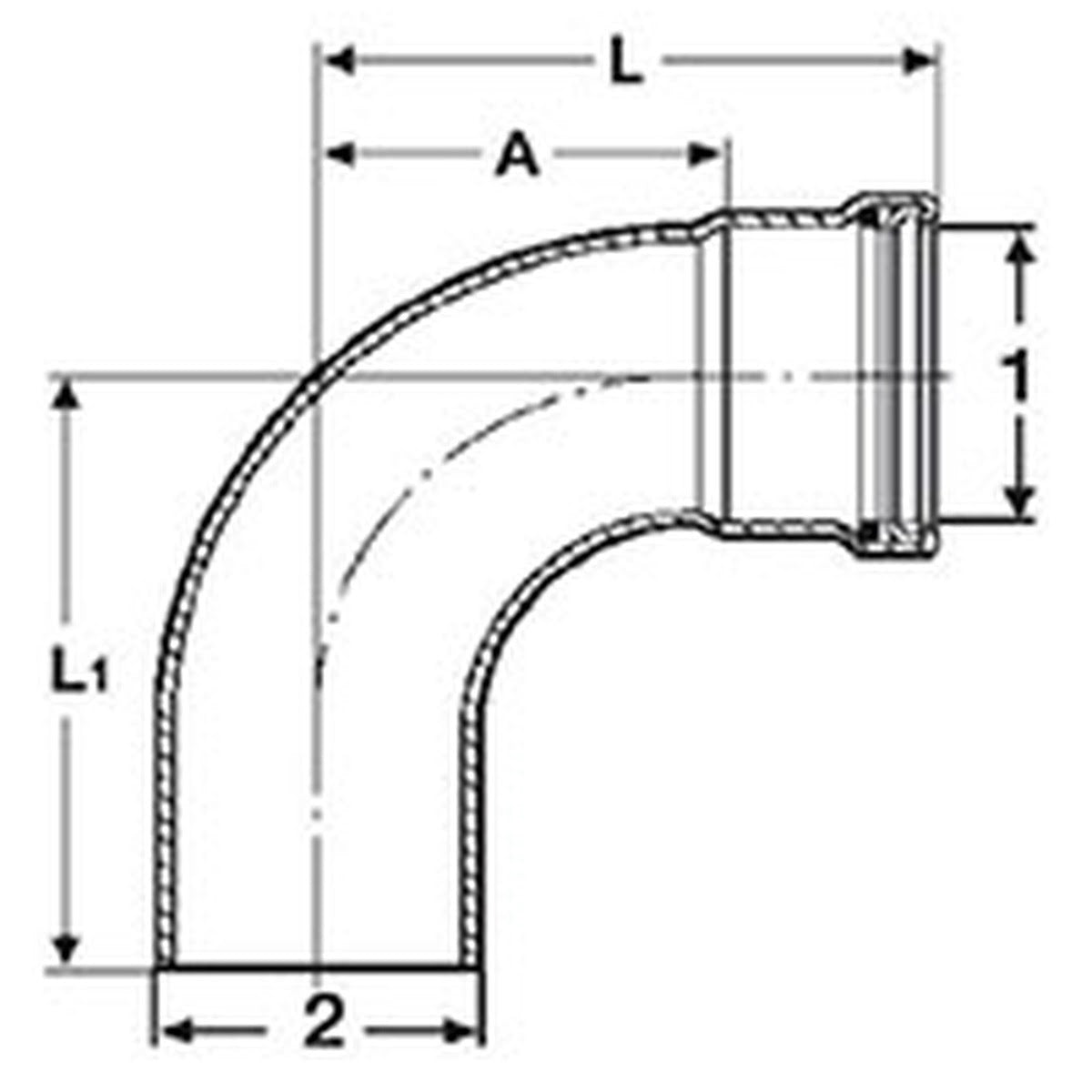 Viega 90520 (5116.1XL) MegaPress 316 3 in Press x 3 in Female Threaded IPS 90 Degree Street Elbow (1 Each) - 2