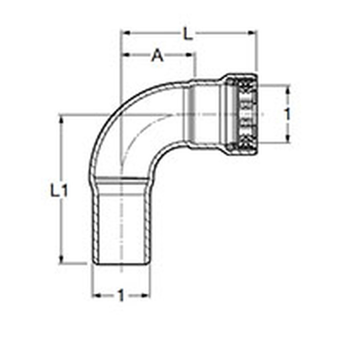 Viega 91750 (6816.1) MegaPress 316 FKM 2 in. 90 Degree Press x FTG Street Elbow (1 Each) - 2