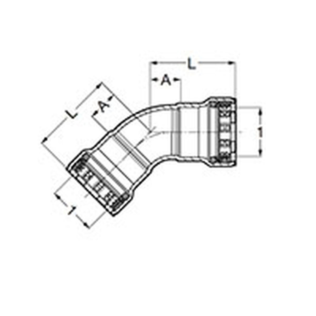 Viega 91780 (6826) MegaPress 316 FKM 2 in. 45 Degree Press x Press Elbow - 2