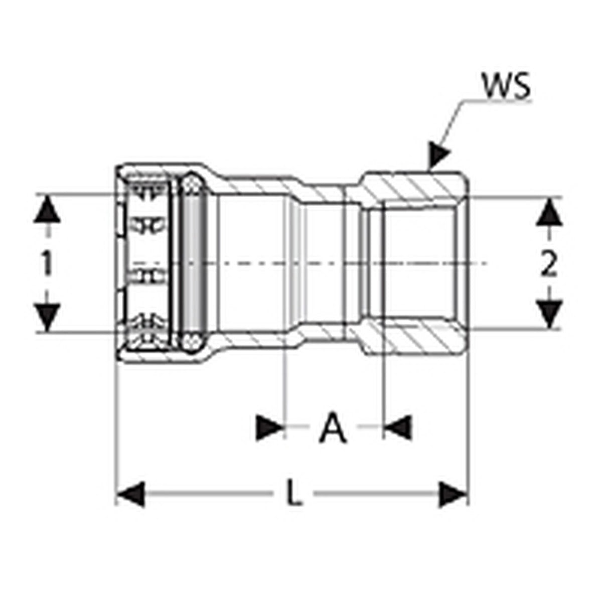 Viega 95275 (4112) MegaPress 304 Stainless Steel Press x Female Pipe Thread Adapter 1-1/2 in. - 2