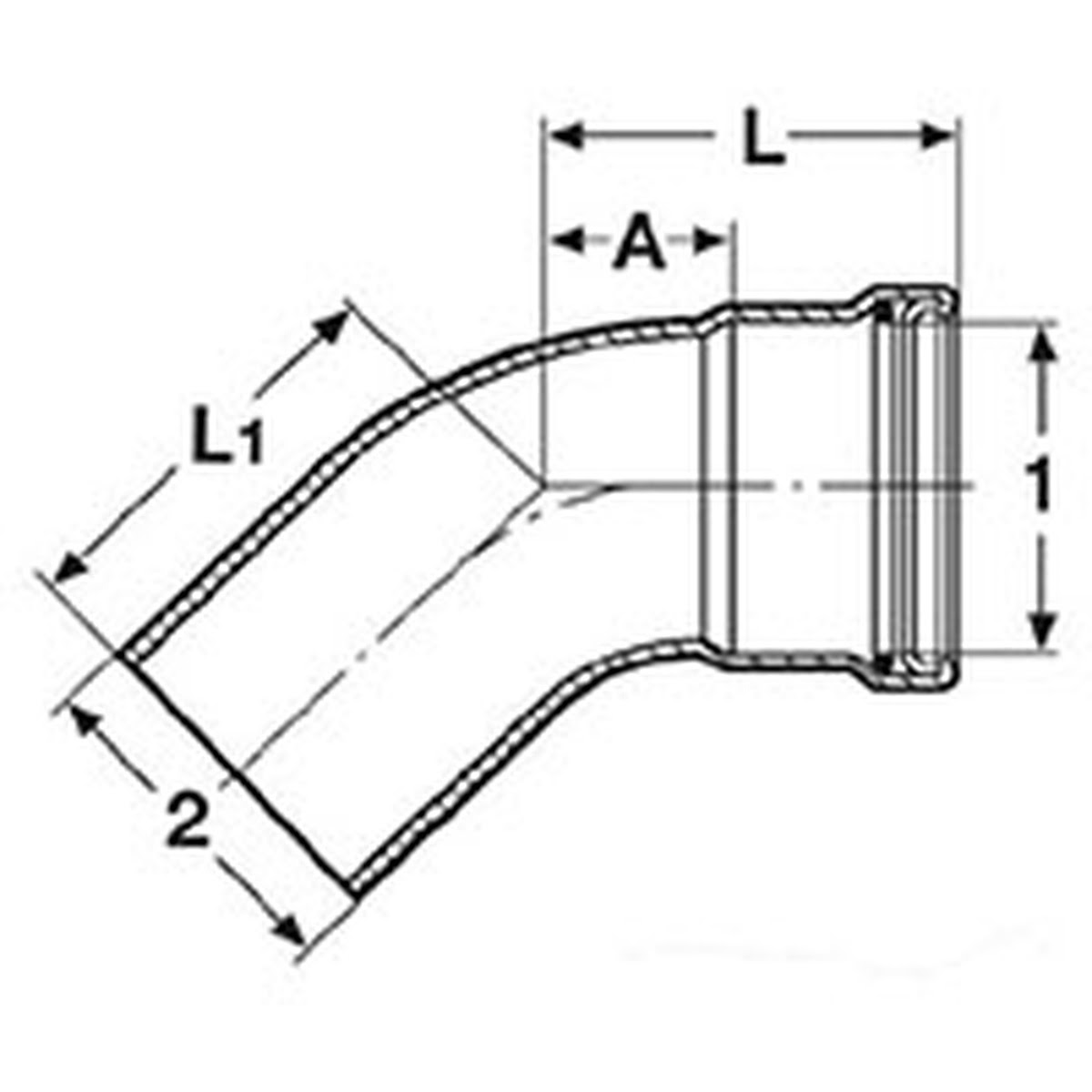 Viega 95555 (4126.1XL) MegaPress 304 FKM 4 in. 45 Degree Press x FTG Street Elbow (1 Each) - 2